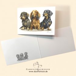 Klappkarte Postkarte Kunstdruck Dackel Malerin Gabriele Laubinger
