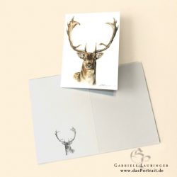 Klappkarte Postkarte Kunstdruck Damhirsch Malerin Gabriele Laubinger