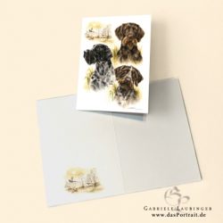 Klappkarte Postkarte Kunstdruck Deutsch Drahthaar Malerin Gabriele Laubinger