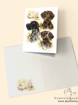 Klappkarte Postkarte Kunstdruck Deutsch Drahthaar Malerin Gabriele Laubinger
