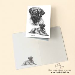 Klappkarte Postkarte Kunstdruck English Mastiff Malerin Gabriele Laubinger
