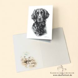Klappkarte Postkarte Kunstdruck Grosser Münsterländer Malerin Gabriele Laubinger