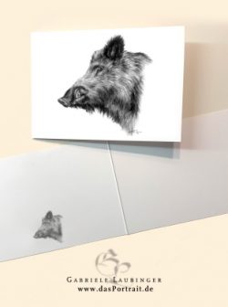Klappkarte Postkarte Kunstdruck Keiler Malerin Gabriele Laubinger