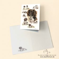 Klappkarte Postkarte Kunstdruck Kleiner Münsterländer Malerin Gabriele Laubinger