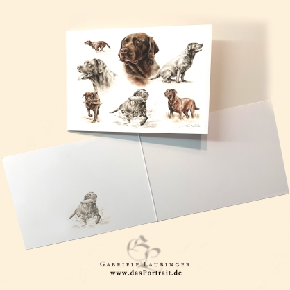 Klappkarte Postkarte Kunstdruck Labrador Malerin Gabriele Laubinger