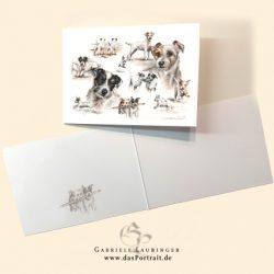 Klappkarte Postkarte Kunstdruck Parson Russell Terrier Malerin Gabriele Laubinger