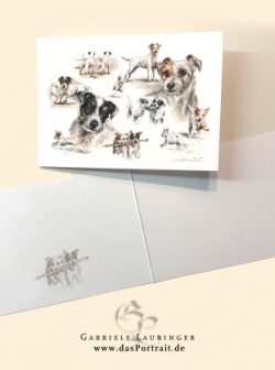 Klappkarte Postkarte Kunstdruck Parson Russell Terrier Malerin Gabriele Laubinger