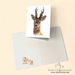 Klappkarte Postkarte Kunstdruck Rehbock Malerin Gabriele Laubinger