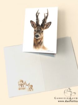 Klappkarte Postkarte Kunstdruck Rehbock Malerin Gabriele Laubinger