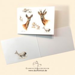 Klappkarte Postkarte Kunstdruck Rehe Malerin Gabriele Laubinger