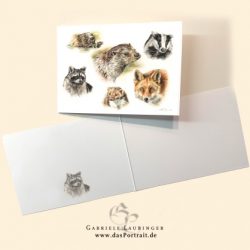 Klappkarte Postkarte Kunstdruck Wildtiere Malerin Gabriele Laubinger