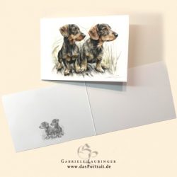 Klappkarte Postkarte Kunstdruck Rauhaar Dackel Malerin Gabriele Laubinger